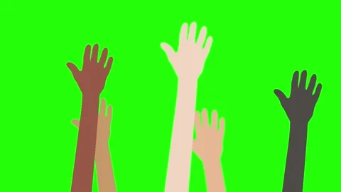 Simple Ethnicity Color Slow Hands Waving Motion on Green Background Stock Footage 242537216