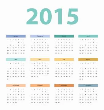 Simple european 2015 year vector calendar, template Stock Illustration