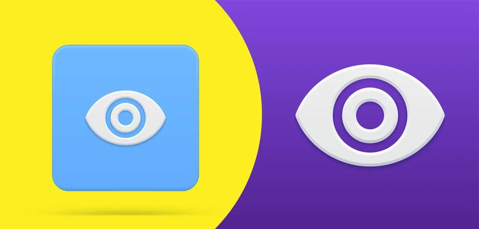 Simple eye 3d icon button set vector illustration. Anatomy eyeball emblem s.. Illustrazione stock