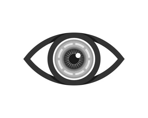 Simple eye with grey lens camera inside Stock Illustration