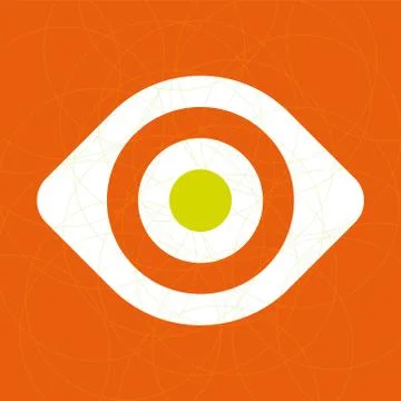 Simple eye icon on orange background. Geometric. Stock Illustration