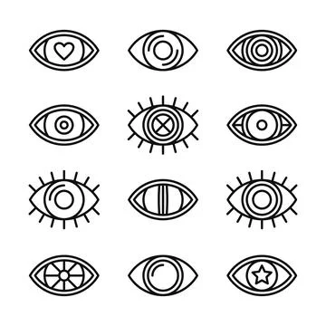 Simple Eye Set on White Background. Vector 库存插图