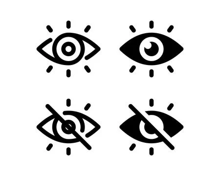 Simple eye vector icons. Visible and hidden icon sign symbol Stock Illustration