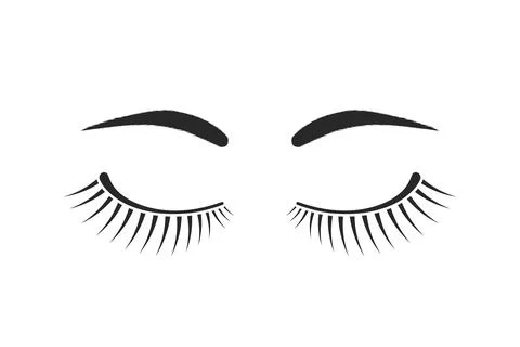 Simple eyelashes and eyebrows black logo Stock Illustration