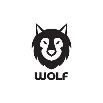 Simple face black wolf wild logo design vector graphic symbol icon sign ill.. Stock Illustration