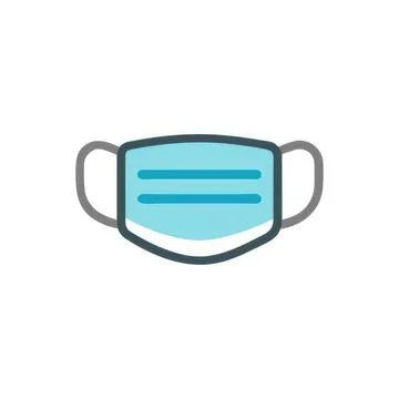 Simple face mask icon with blue color on white background Stock Illustration