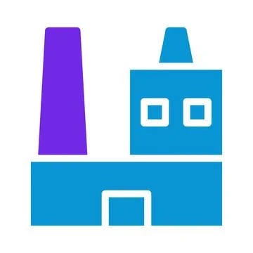 Simple Factory Icon with Smoke Stack Illustration Stock Illustration