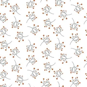 Simple fall seamless pattern with plants and branches. Vector autumn berries Illustrazione stock