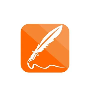 Simple feather ink pen application icon and vector logo Stock Illustration