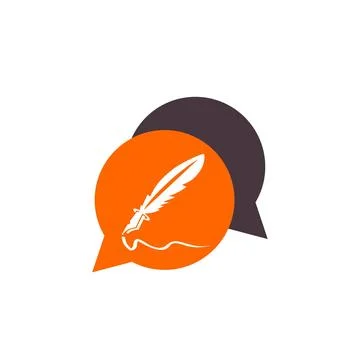 Simple feather ink pen application icon and vector logo Illustrazione stock