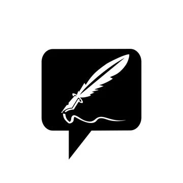 Simple feather ink pen application icon and vector logo Illustrazione stock