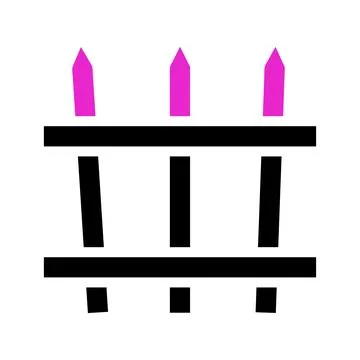Simple fence icon with three posts and purple tips. Concept of boundary, pr.. 스톡 일러스트
