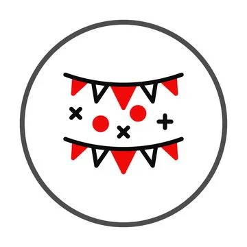 Simple festive icon depicting triangular flags, circles, crosses, celebrati.. Stock Illustration