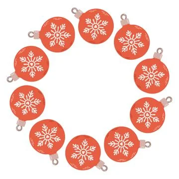 Simple festive round frame with Christmas decor. The simple vector design Stock Illustration