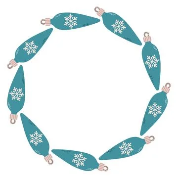 Simple festive round frame with Christmas decor. The simple vector design Stock Illustration