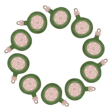Simple festive round frame with Christmas decor. The simple vector design Stock Illustration