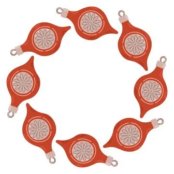 Simple festive round frame with Christmas decor. The simple vector design Stock Illustration