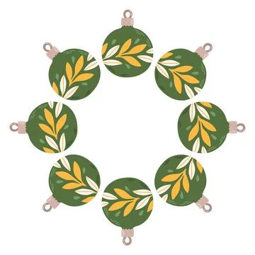 Simple festive round frame with Christmas decor. The simple vector design Stock Illustration