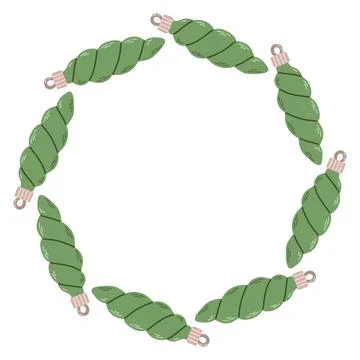 Simple festive round frame with Christmas decor. The simple vector design Stock Illustration