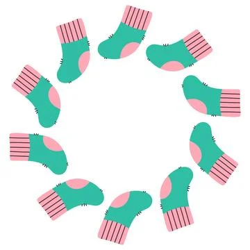 Simple festive round frame with Christmas decor. The simple vector design Stock Illustration
