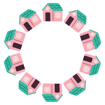 Simple festive round frame with Christmas decor. The simple vector design Stock Illustration