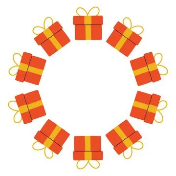 Simple festive round frame with Christmas decor. The simple vector design Stock Illustration