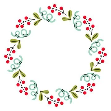 Simple festive round frame with Christmas decor. The simple vector design Stock Illustration