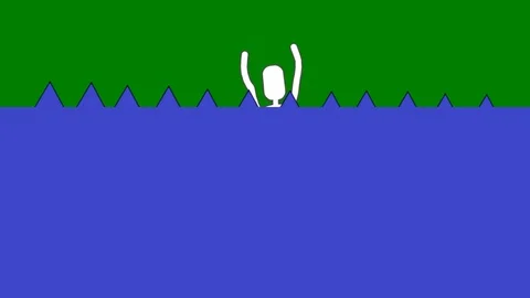 Simple Figure Drowning (Looping):  Green Screen + Matte Stock Footage 125777086