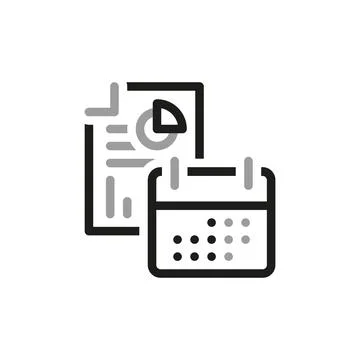 Simple Financial Report Related Vector Line Icon. Financial documents. Calend Stock Illustration