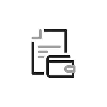 Simple Financial Report Related Vector Line Icon. Document and wallet. イラスト素材