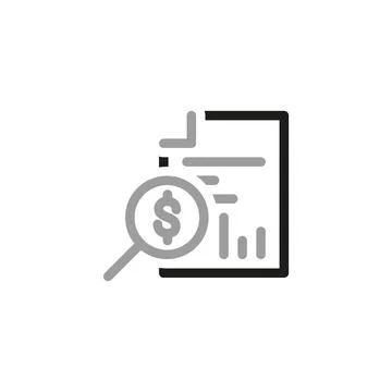 Simple Financial Report Related Vector Line Icon. Document search. Vector ill 库存插图