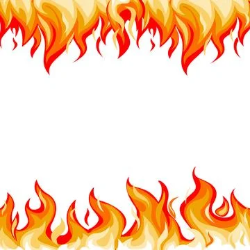 Simple fire flames frame on a white background Stock Illustration