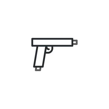 Simple firearm design with clear outline style represents the modern securi.. Stock Illustration