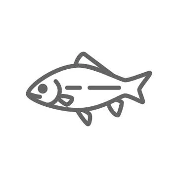 Simple fish and carp line icon. Symbol and sign vector illustration design Stock Illustration