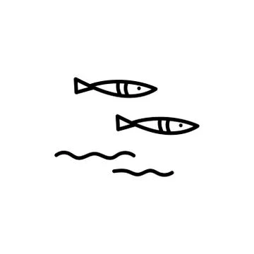 Simple fish . Hand drawn line icon . Outline of a fish concept isolated on a Stock Illustration