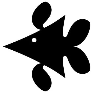 Simple fish icon in black on white Stock Illustration
