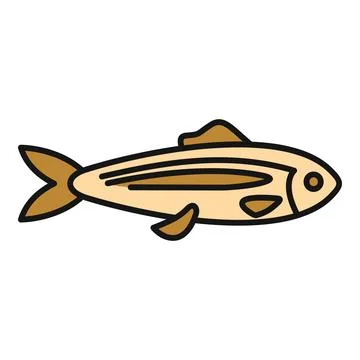 Simple fish icon representing aquatic animals and food Stock Illustration