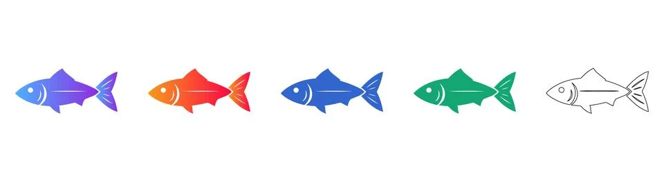 Simple Fish Icon Set for Culinary and Marine Apps Stock Illustration