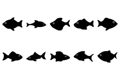 Simple fish illustration design set Stock Illustration