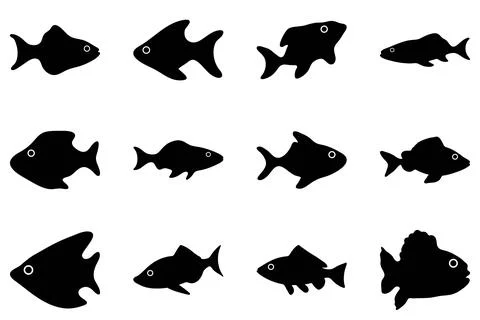 Simple fish illustration design set Stock Illustration