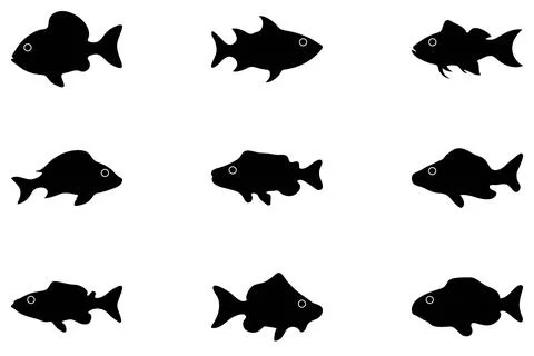 Simple fish illustration design set Stock Illustration