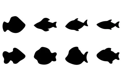 Simple fish illustration design set Stock Illustration