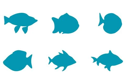 Simple fish illustration design set Stock Illustration