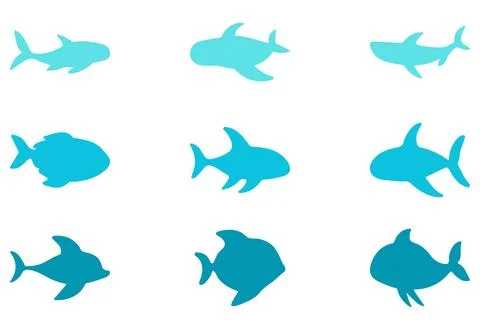 Simple fish illustration design set Stock Illustration