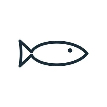 Simple Fish Line Icon Design Template Elements Stock Illustration