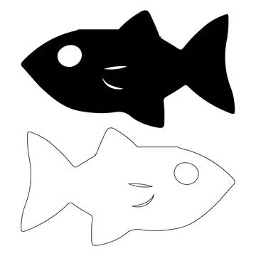 Simple fish outline drawing, Fish silhouette vector art Stock Illustration