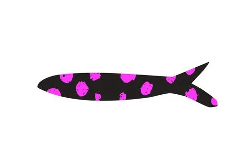 Simple fish. Sardine textured element. Salmon or anchovy silhouettes. Undersea Stock Illustration