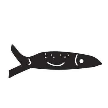 Simple fish. Sardine textured element. Salmon or anchovy silhouettes. Undersea Stock Illustration