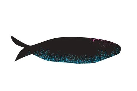 Simple fish. Sardine textured element. Salmon or anchovy silhouettes. Undersea Stock Illustration
