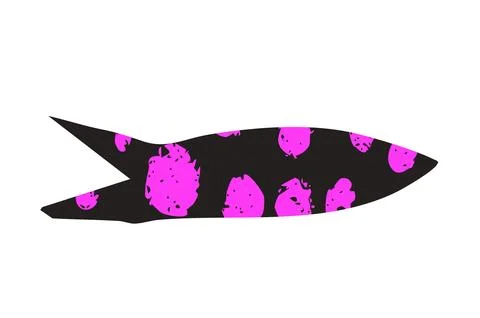 Simple fish. Sardine textured element. Salmon or anchovy silhouettes. Undersea Stock Illustration